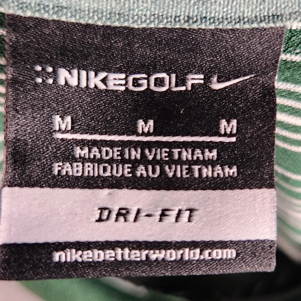 Nike Golf Polo Shirt‎ Mens Medium Green Excellent Striped Dri-FIT 465806-330